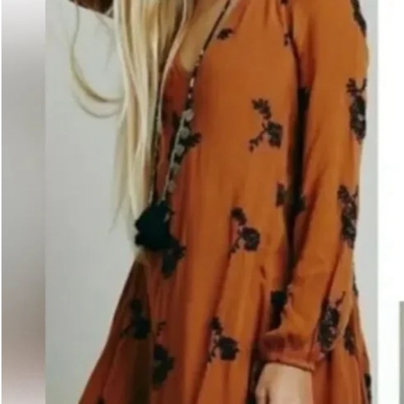 Free People Boho Long Sleeve Open Back Mini Dress. XS - Picture 2 of 12